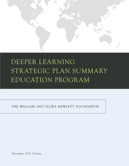 Deeper Learning Strategic Plan Summary Education