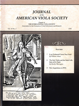 Journal of the American Viola Society Volume 10 No. 2, 1994