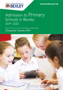 Admission to Primary Schools 2019 to 2020