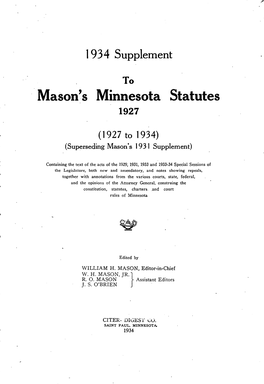 Mason's Minnesota Statutes 1927