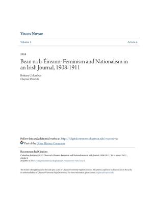 Feminism and Nationalism in an Irish Journal, 1908-1911 Brittany Columbus Chapman University