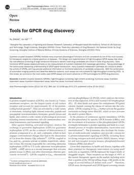Tools for GPCR Drug Discovery