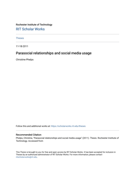 Parasocial Relationships and Social Media Usage