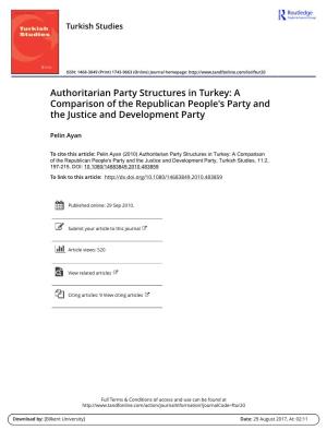 Authoritarian Party Structures in Turkey: a Comparison of the Republican People's Party and the Justice and Development Party