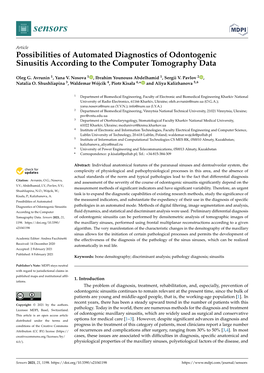 Possibilities of Automated Diagnostics of Odontogenic Sinusitis According to the Computer Tomography Data