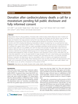 Donation After Cardiocirculatory Death