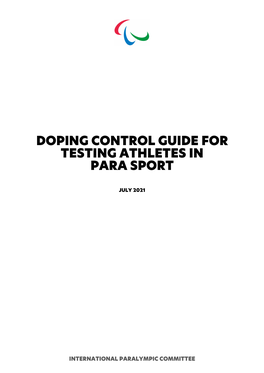 Doping Control Guide for Testing Athletes in Para Sport