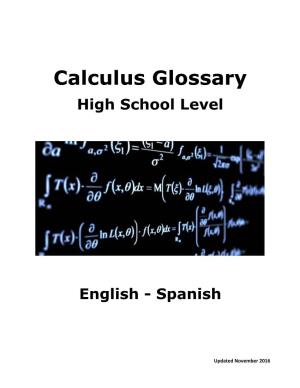Calculus Glossary High School Level
