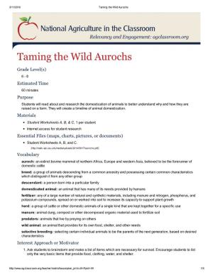 Domestication: Taming the Wild Aurochs