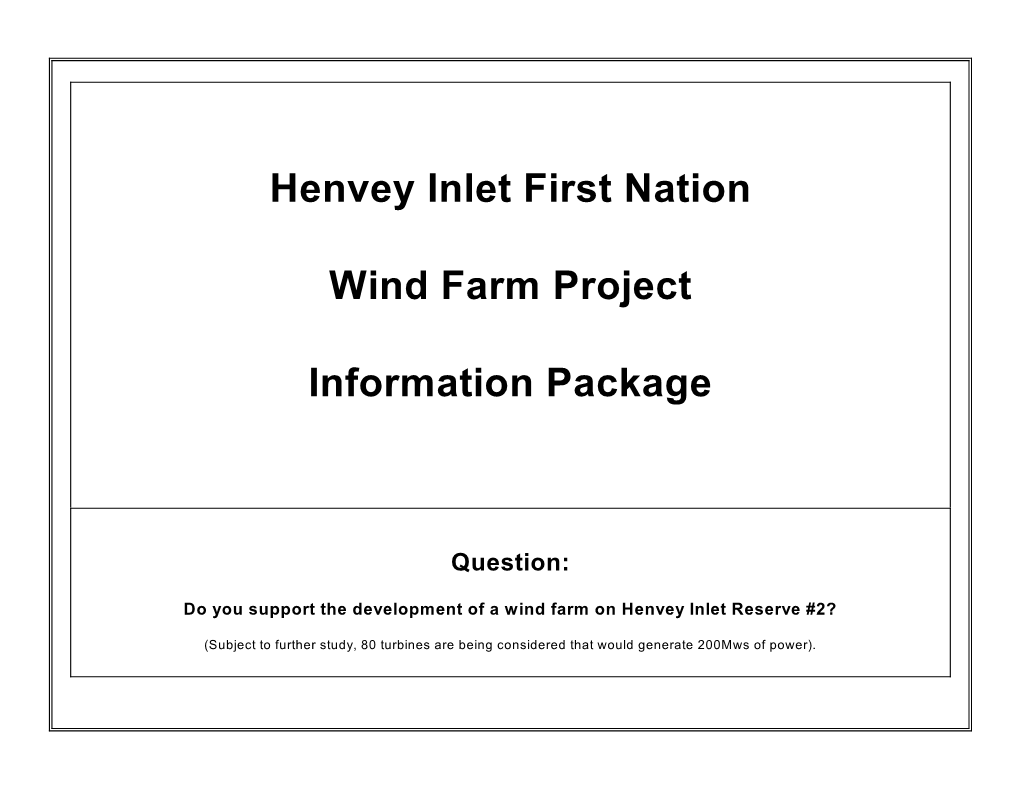 Henvey Inlet First Nation Wind Farm Project Information Package