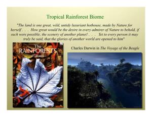 Tropical Rainforest Biome "The Land Is One Great, Wild, Untidy Luxuriant Hothouse, Made by Nature for Herself