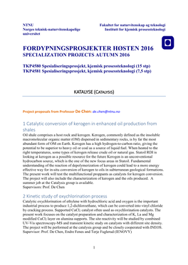Fordypningsprosjekter Høsten 2016 Specialization Projects Autumn 2016