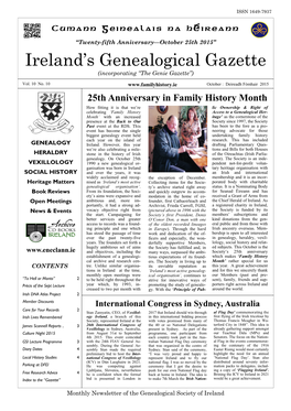 Ireland's Genealogical Gazette (October 2015)