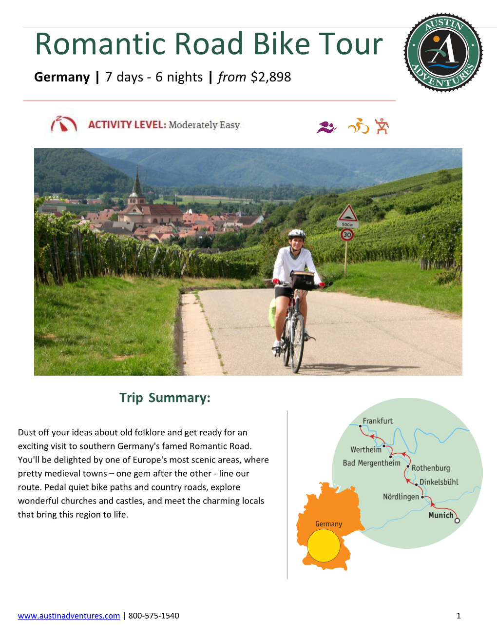 Romantic Road Bike Tour Germany | 7 Days - 6 Nights | from $2,898