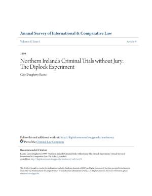 Northern Ireland's Criminal Trials Without Jury: the Diplock Experiment Carol Daugherty Rasnic