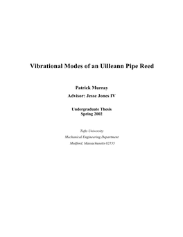 Vibrational Modes of an Uilleann Pipe Reed