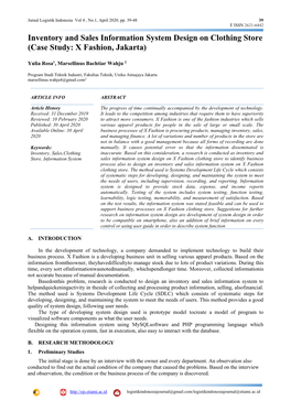 Inventory and Sales Information System Design on Clothing Store (Case Study: X Fashion, Jakarta)