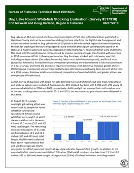 Bug Lake Round Whitefish Stocking Evaluation (Survey #517918) Eric Maxwell and Doug Carlson, Region 6 Fisheries 06/07/2018