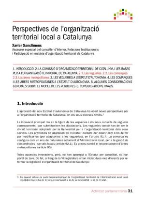 Perspectives De L'organització Territorial Local a Catalunya