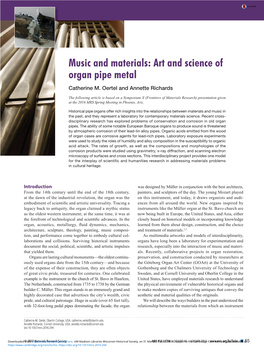 Music and Materials: Art and Science of Organ Pipe Metal Catherine M