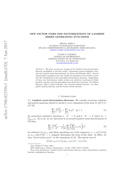 Arxiv:1706.02359V1 [Math.CO] 7 Jun 2017 N Arxeutosrltdto Related Equations Matrix and 1.1