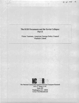 The KGB Documents and the Soviet Collapse: Part II