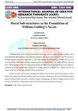 Moral Sub-Structures As the Foundation of William Golding's