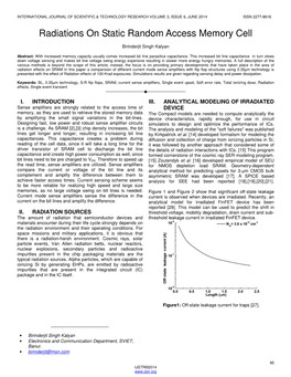 Radiations on Static Random Access Memory Cell