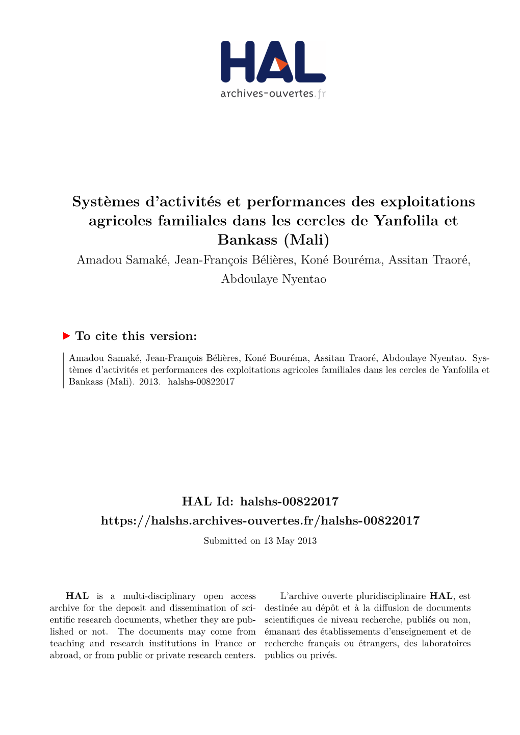 Mali) Amadou Samaké, Jean-François Bélières, Koné Bouréma, Assitan Traoré, Abdoulaye Nyentao