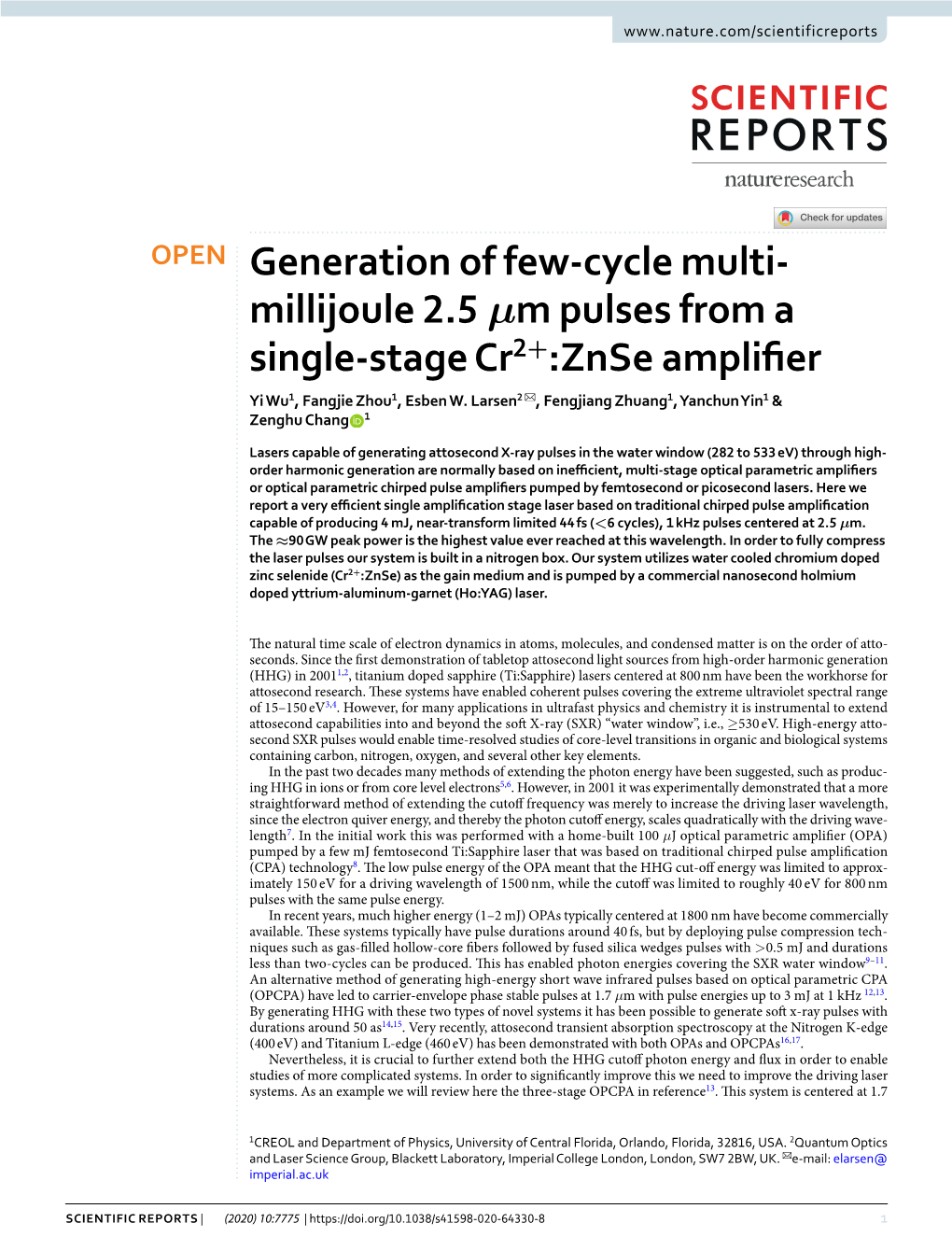 Generation of Few-Cycle Multi-Millijoule 2.5 Μm Pulses from A