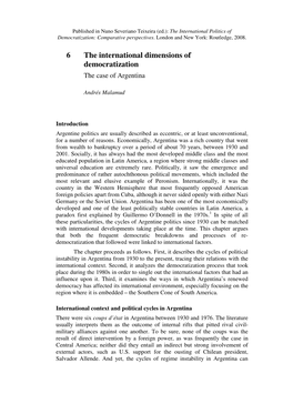 6 the International Dimensions of Democratization the Case of Argentina