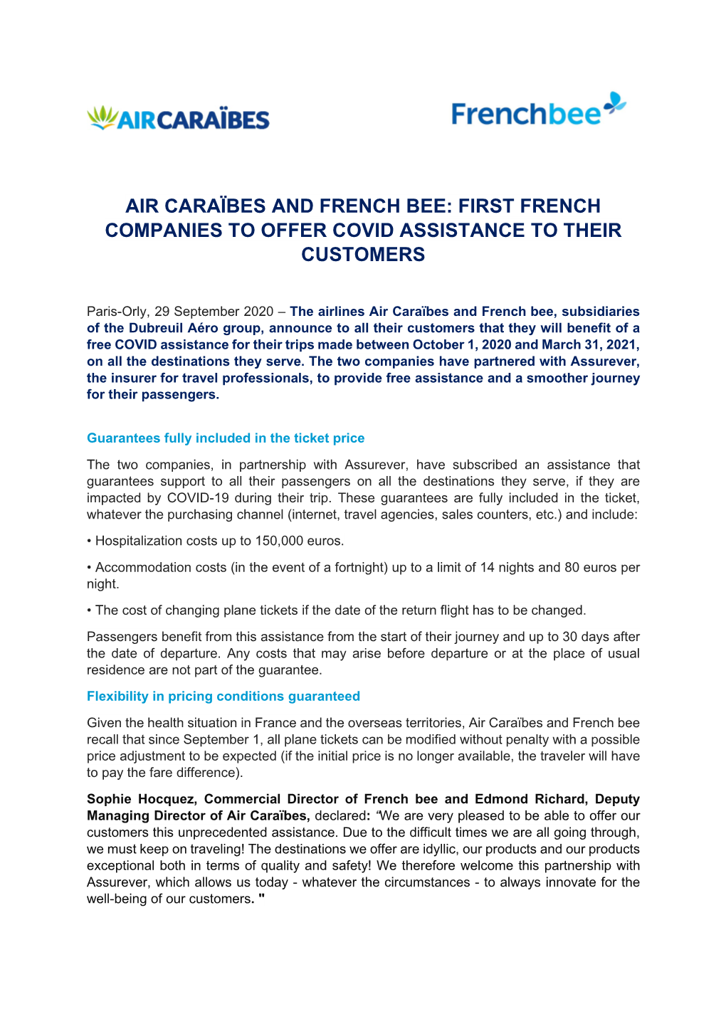 Air Caraïbes and French Bee: First French Companies to Offer Covid Assistance to Their Customers