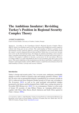 Revisiting Turkey's Position in Regional Security Complex Theory
