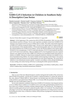 SARS-Cov-2 Infection in Children in Southern Italy: a Descriptive Case Series