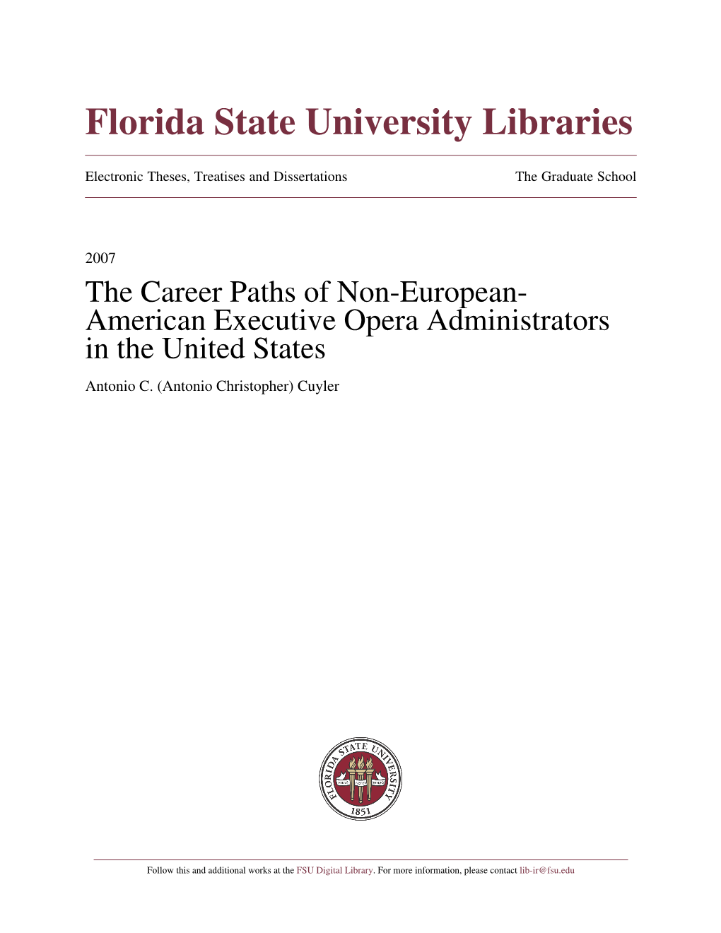 The Career Paths of Non-European-American Executive Opera Administrators in the United States