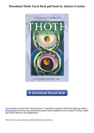 Download Thoth Tarot Deck Pdf Book by Aleister Crowley