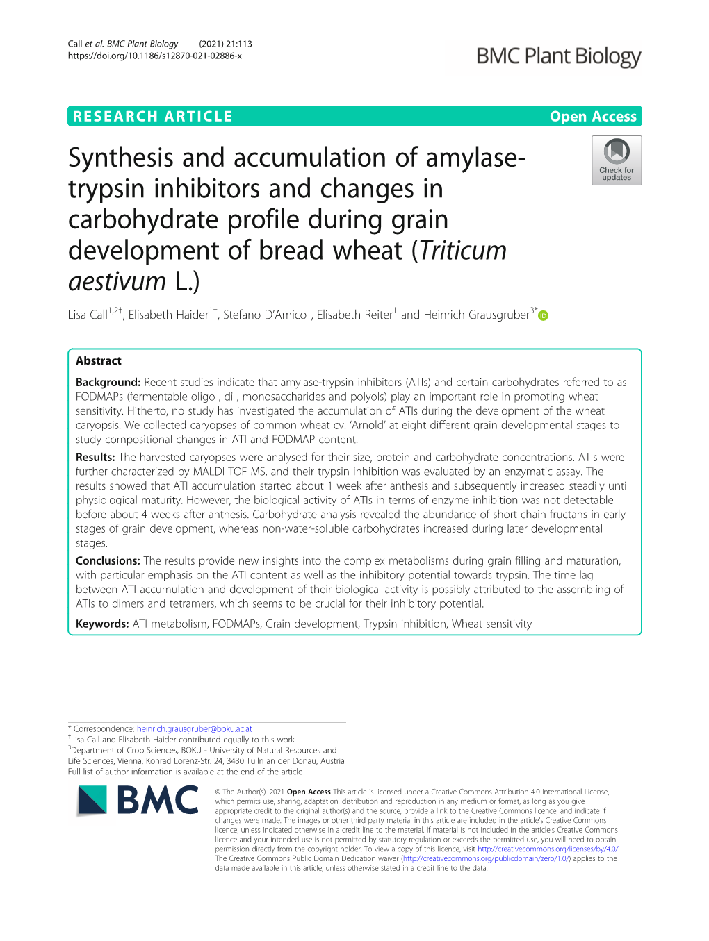 Synthesis and Accumulation of Amylase-Trypsin Inhibitors And