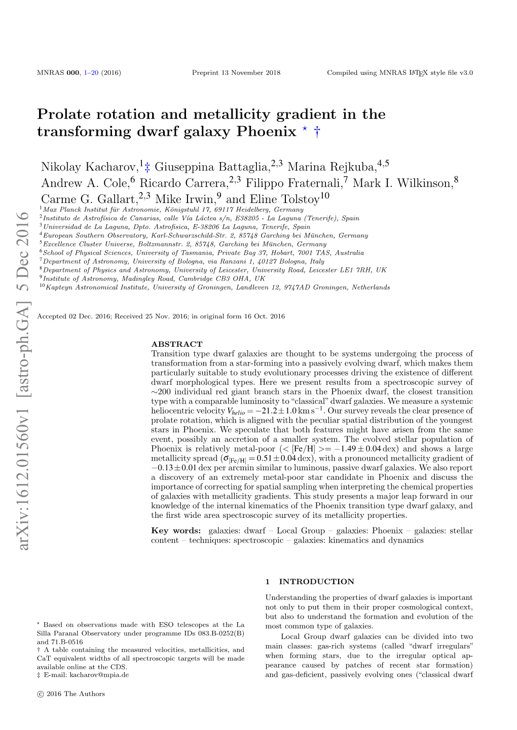 Prolate Rotation and Metallicity Gradient in the Transforming Dwarf Galaxy Phoenix ? †