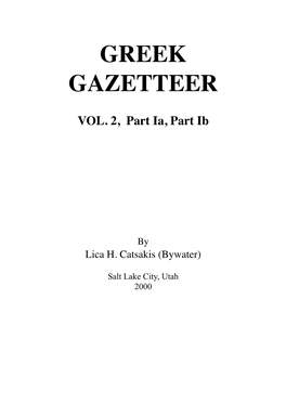 Greek Gazetteer � Vol