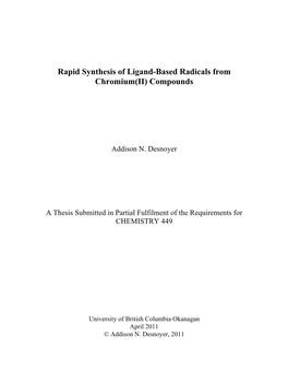Rapid Synthesis of Ligand-Based Radicals from Chromium(II) Compounds