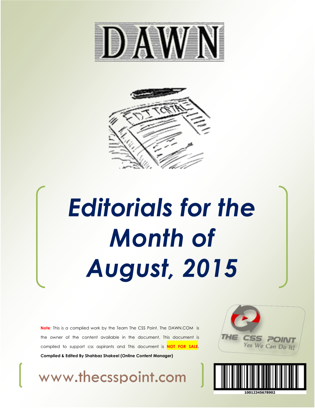 Editorials for the Month of August, 2015