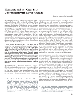 Conversation with David Abulafia Interview Conducted by Hansong Li