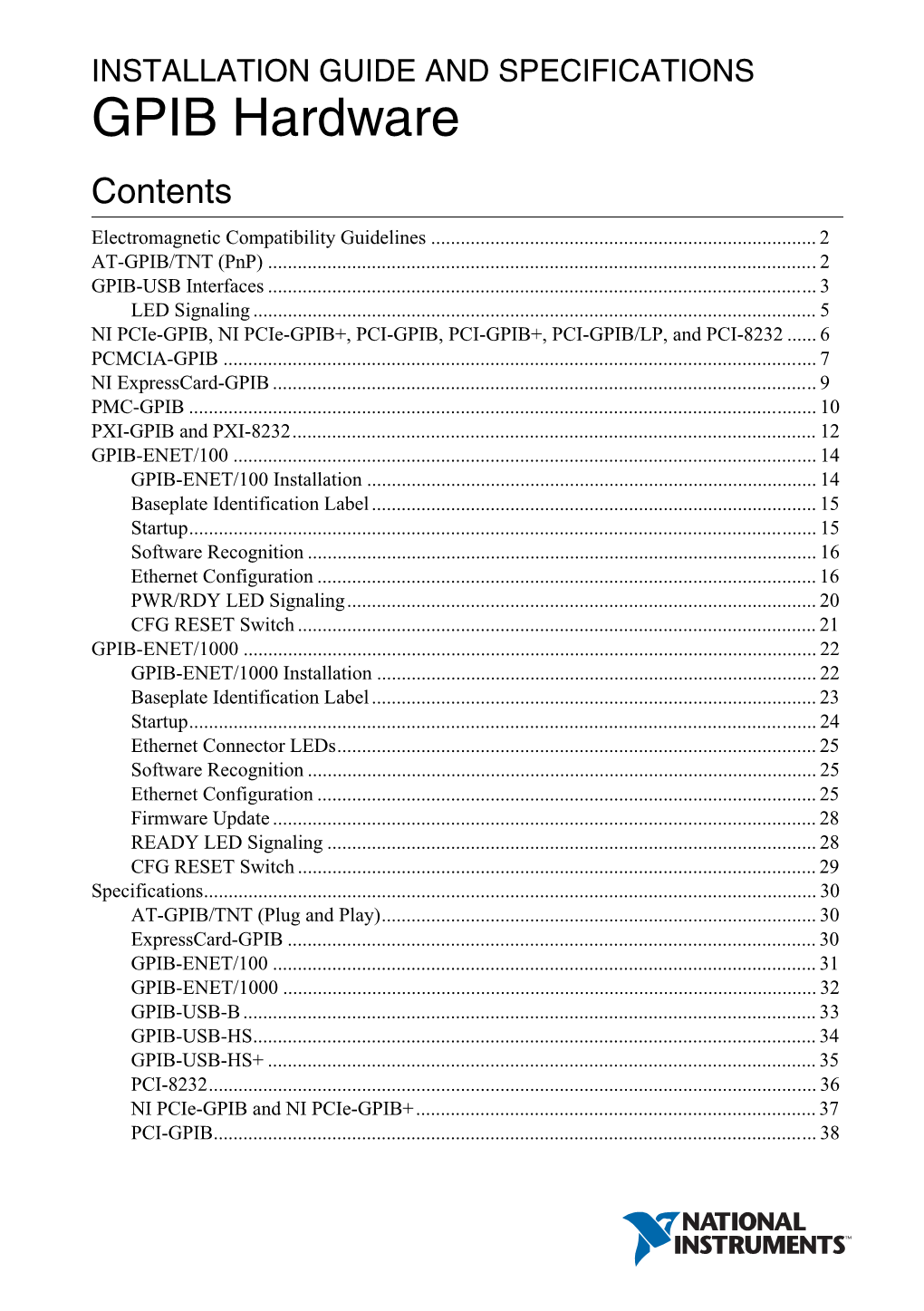 GPIB Hardware Installation Guide and Specifications 5