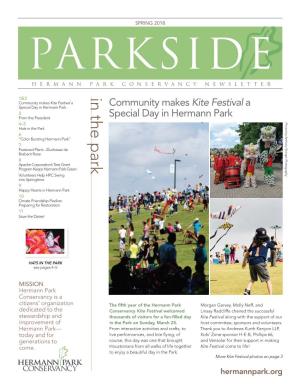 Spring 2018 Parkside Hermann Park Conservancy Newsletter