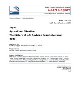 The History of U.S. Soybean Exports to Japan 2009