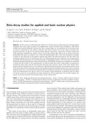 Beta-Decay Studies for Applied and Basic Nuclear Physics