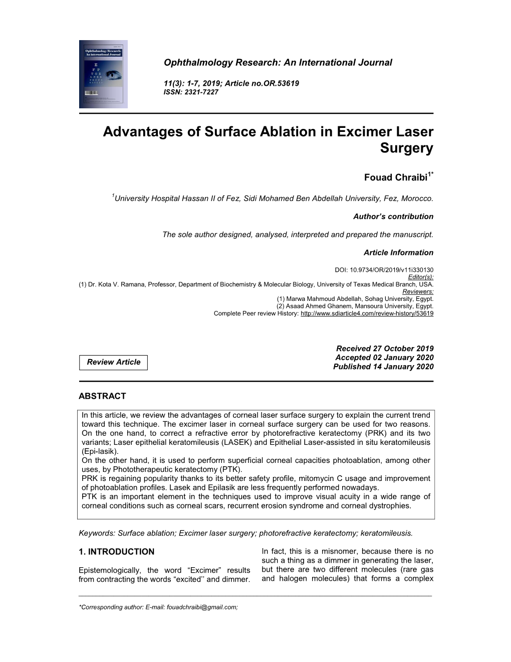 Advantages of Surface Ablation in Excimer Laser Surgery