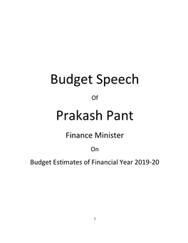 Budget Speech Prakash Pant