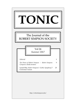 The Journal of the ROBERT SIMPSON SOCIETY