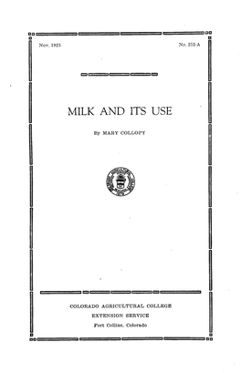 Milk and Its Use